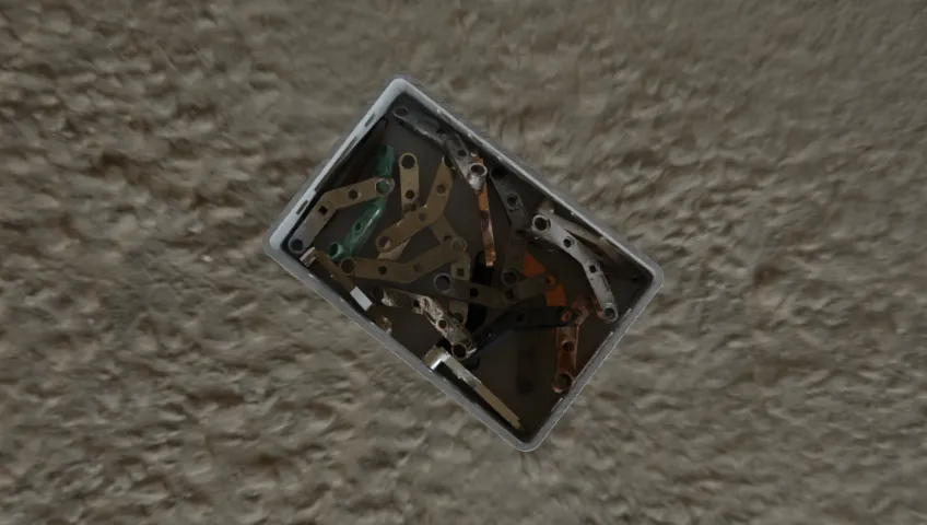 Synthetic render of metallic hinges under randomized lighting